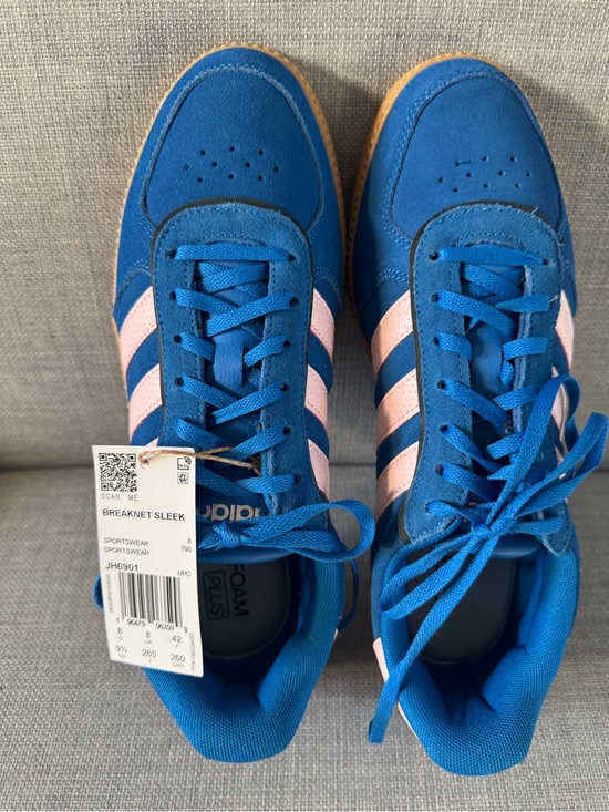 adidas Shoes - adidas Women's Sneakers Blue with Pink Stripes and Gum Sole